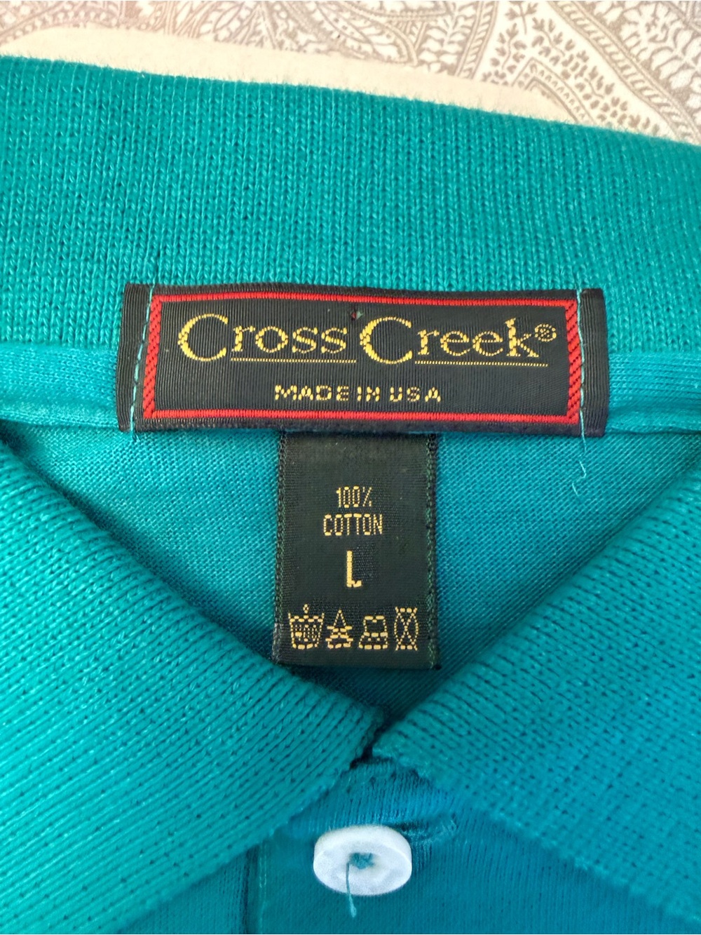 Vintage Cross Creek Teal Polo Shirt Made In USA 90s Dadcore Skater Size L